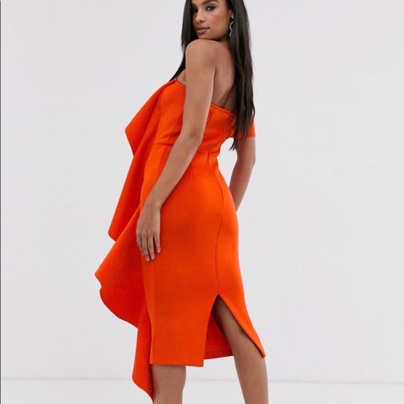 exaggerated frill bardot scuba dress - Picture 5 of 5